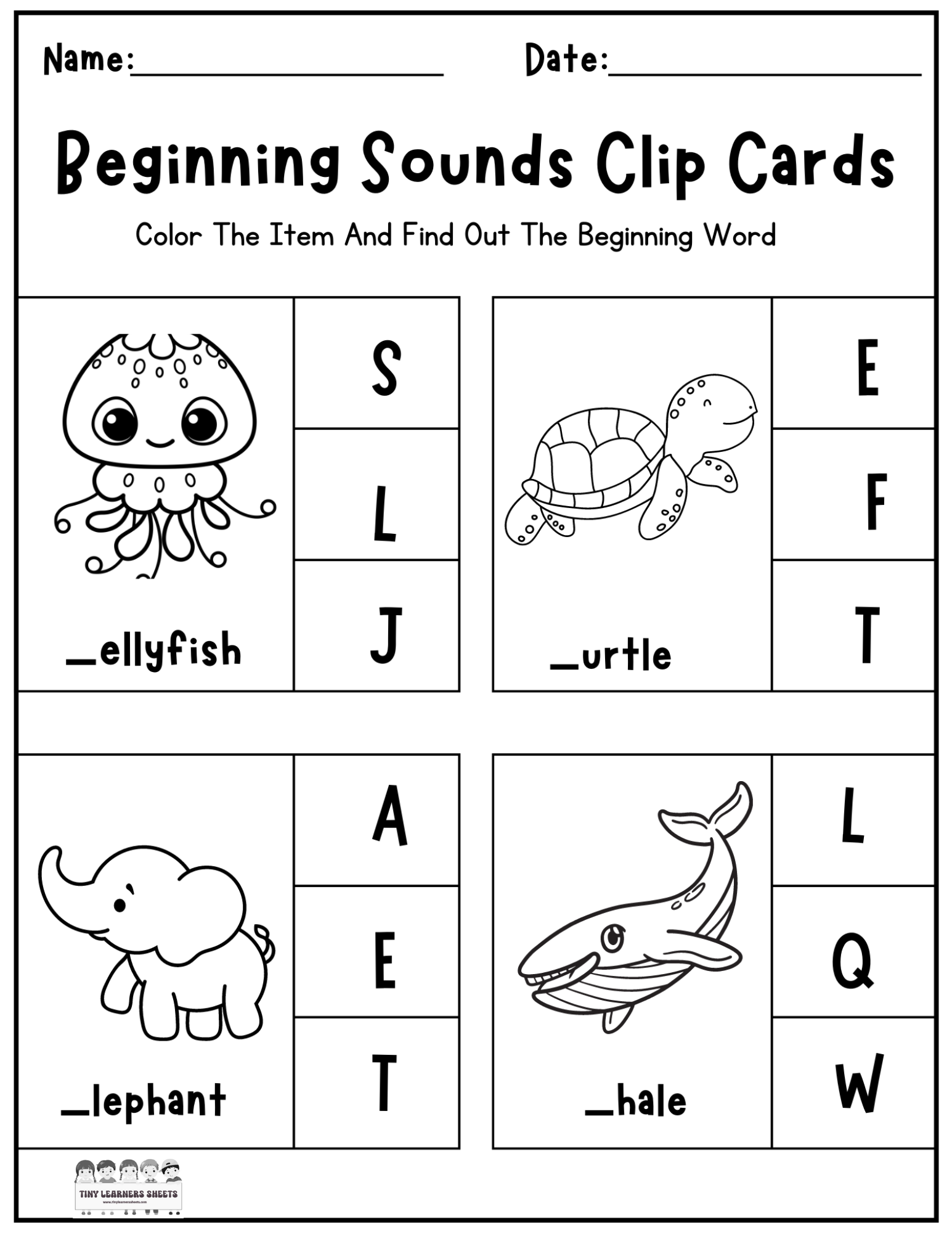 beginning sounds worksheet kinder